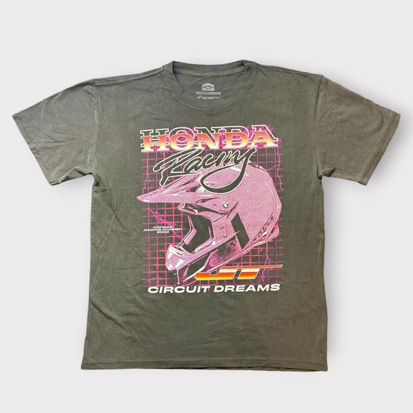 Honda Racing Circuit Dreams JT Racing Graphic T-Shirt Gray Brown Mens L